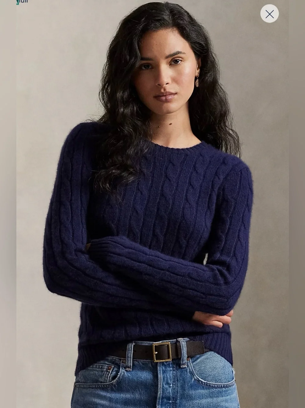 Polo by Ralph Lauren Iconic Cable-Knit 100% Cashmere Sweater. Hunter Navy. - Picture 7 of 8